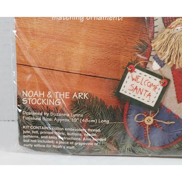 Sunset Noah and The Ark 19" Felt Stocking Kit 1996 Dimensions Vintage NEW - Picture 3 of 4